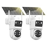 Latuwuz 4K Solar Security Cameras Wireless Outdoor, 5GHz/2.4GHz WiFi Cameras for Home Security with Dual Lens, Human Auto Tracking, Siren, Color Night Vision, 2-Way Talk, IP66
