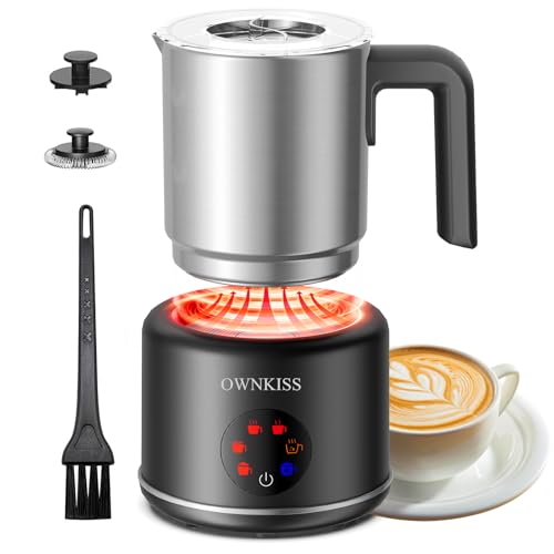 OWNKISS Milk Frother, 6-in-1 Electric Milk Frother and Steamer, 16.9oz/500ml Automatic Warm and Cold Foam Maker and Milk Warmer for Latte,Coffee,Cappuccinos,Macchiato(Stainless Steel)