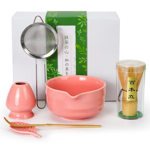 Ceecysaa Matcha Whisk Set, 7 Pcs Matcha Tea Set with Whisk and Bowl, Pink by Ceecysaa - Used condition - CA$17.23