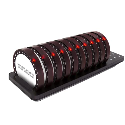 IINCOOY Wireless Restaurant Pager System Calling Coaster Buzzers Dual Charging Base for Cafe Church Clinic Food Court Food Truck