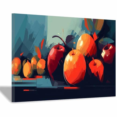 Œuvres rétro de fruits abstrait orange sous cadre pour mur salon chambre