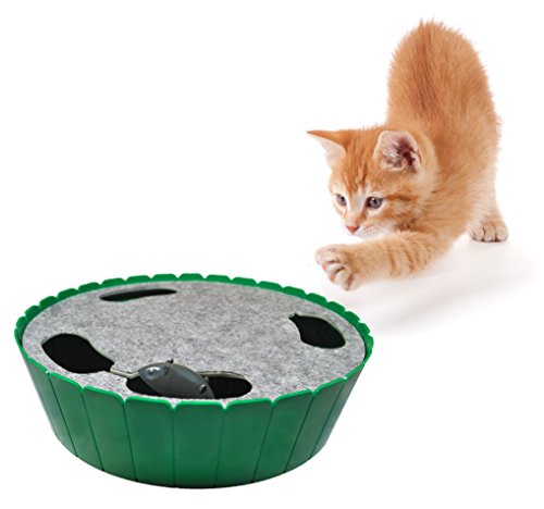 Purrfect Feline-Premium Interactive Cat Toy, Burrow Mouse, Hide & Seek Game, Twitch & Flee, Electronic Exerciser, Teaser, Safe, Quiet Track Technology, Active Healthy Lifestyle for Cats (Peek-A-Mouse)