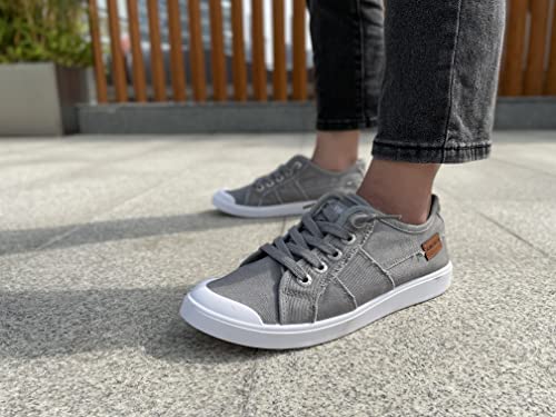 Jenn Ardor Women Shoes Slip On Fashion Canvas Sneakers Comfort Casual Lace Up Flats Low Top Lightweight Light Grey Size 9 #TOP3