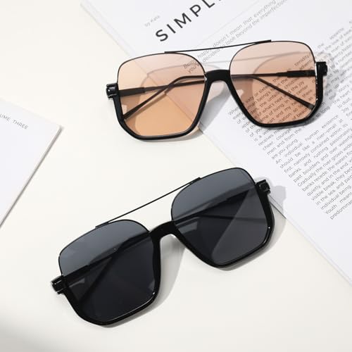 JATEBI 2 Pairs Retro Oversized Aviator Sunglasses for Womens Men by JATEBI - Used condition - Image 6