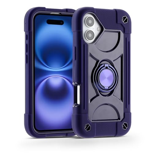 MARKILL Compatible with iPhone 16 Plus Case 6.7 Inch with 360 Degree Rotate Ring Stand, Military Grade Drop Protection Full Body Rugged Protective iPhone 16 Plus Case Kids