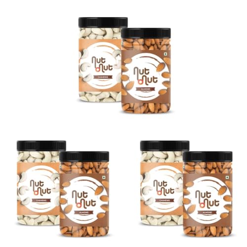 Image of Nut O Nut California Dried Almonds & Whole Cashews Combo | Dry Fruit Combo 500 gm | Kaju Badam Combo | Cashew Almond Pack | Munching Snacks | Fresh Nuts & Dry Fruits (250g x 2)- Diwali Gifting Pack
