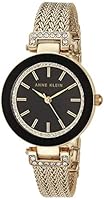 Anne Klein Women's AK/1906BKGB Crystal-Accented Watch with Gold-Tone Mesh Bracelet