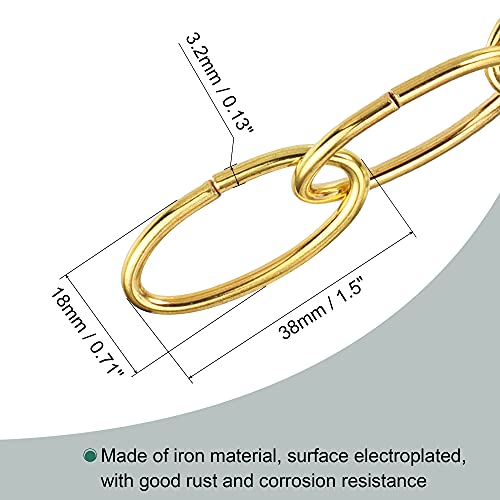 Image of MECCANIXITY Pendant Light Fixture Chain, 3.2mm Thick 1m Long Chandelier Hanging Links, Iron Electroplated Gold Tone, Pack of 2