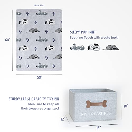 Bulltug - Dog Toy Bin And Ultra-Soft Dog Blanket (2Pc Set) - Rectangular Toy Storage Basket And Premium Plush Throw #TOP1
