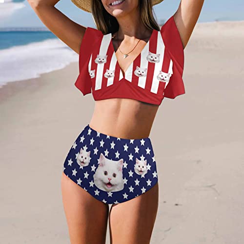 Adediy Personalized Bikini Set For Women,Usa Flag Women's Swimsuits With Face Gifts For Her Wife Girlfriend Bridesmaid Gifts #TOP4