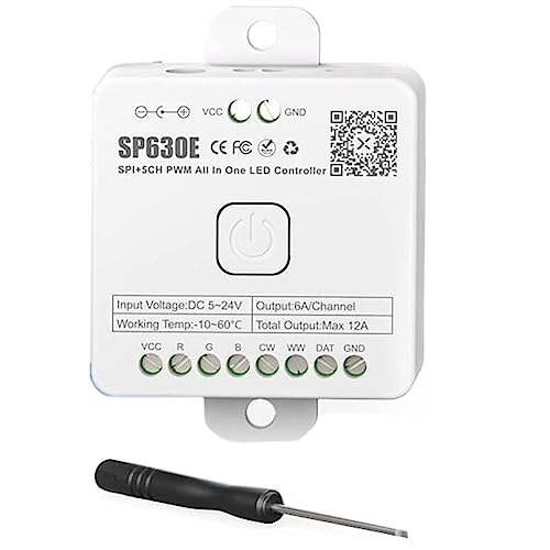 ROBMNE 1 PCS SP630E Bluetooh LED Controller White Plastic Support PWM Monochrome CCT RGB RGBW RGBCCT or SPI TTL IC Chip LED Strip