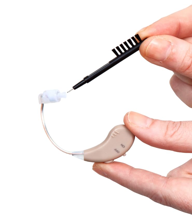 YAOIGO™ Amplificador de Sonido Recargable (2 Dispositivos), Ultraligero, Discreto con Base de Carga, 4 Niveles de Volumen y Autonomía de 16h, Incluye Estuche y Accesorios. Oye Alto, Claro y Nítido.