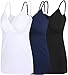 Nursing Tops Tank Shirts Cami for Maternity and Breastfeeding (Large: Fits for Weight 150-170 lb, Black+Navy+White (3Pcs))