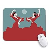Gaming mouse pad zwei spanische flamenco-tänzer tanzen sevillanas typischer tanz moon rutschfeste gummiunterlage mousepad für notebooks computer mausmatten