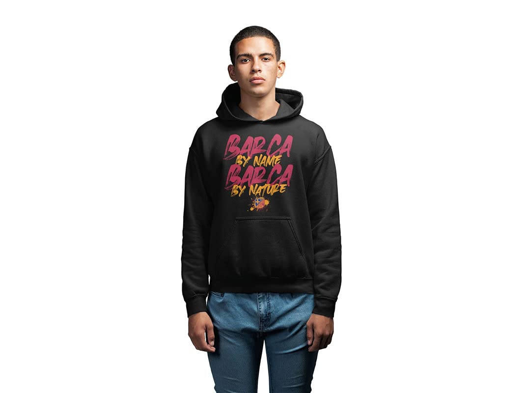 Revind.442 Barcelona Football Club 'Barca by Name & Nature' Unisex 100% Cotton Hoodie 2 41oWenZ7epL. SL1067