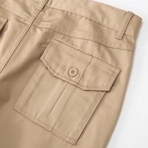 Kids School Uniform Dress Pants Solid Straight Leg Sweatpants Boys Girls Button Down Pull On Pants with Pockets4