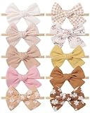 10PCS Doboi Baby Girls Headbands Hair Bows Nylon Linen Hairbands Handmade Hair Accessories for Newborn Infant Toddlers Little Girl and Kids 3.5Inches