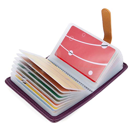 AltomStar 10 Farben Kreditkartenetui Damen Herren Leder – 26 Fächer, violett, UNE Taille Pour Tous, Klassisch