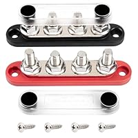 RED WOLF 150A Sammelschiene Verteilerblock 12V-48V DC für Auto Marine RV Wohnmobil Lkw Elektrik System Klemmleisten, Positive Masse Stromverteilungsblock Busbar mit 4 x M8 Klemmenbolzen