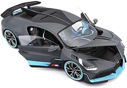 Roscoe Mall Bugatti Divo Die cast Pull Back Metal Car Model Collection of Toy Openable Doors Flashing Light and Musical Sound Best car Gift for Kids (Matte Gray) (Bugatti New Version)