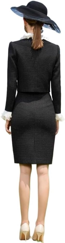 Two Sets of Wooden Ear Formal Dress Small Fragrance Set Skirt Black Spring and Autumn Professional Suit