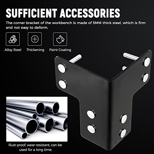 Minneer 5Mm Sturdy Steel Corner Brackets 8 Pcs Workbench Shop Table Kit Multi-Angle Joint Fastener Shelving Garage Storage Frame For Desk Edge & Box & Wood Beam #TOP3