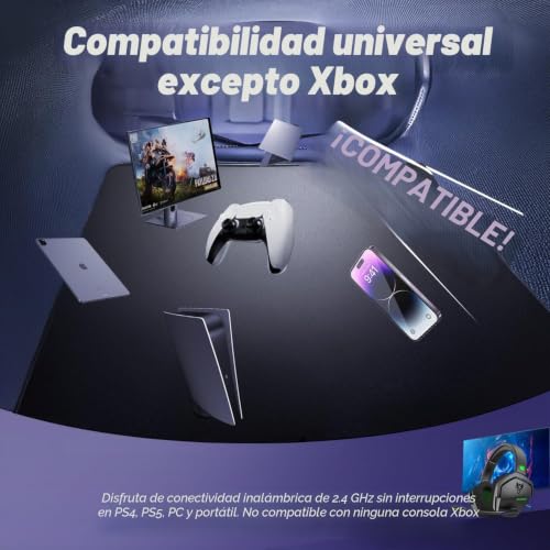 Miniatura 7 de Nubwo G06 Auriculares De Juegos Inalámbricos Duales Con Micrófono Para Ps5, Ps4, Pc, Mobile: 2.4ghz Wireless Bluetooth - Batería De 100 Horas - Controladores De 50 Mm - Verde