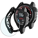 Diruite 4 Piezas para Garmin Fenix 7X 51mm Funda Protectora+ Cristal Templado Protector Pantalla, TPU Funda para Garmin Fenix 7X /Fenix 7X Sapphire Solar 51 mm Funda*2+Protector Pantalla*2