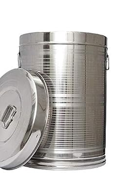 Stainless Steel Atta Storage Container, Flour Drum, Rice Drum, Kunda Pawali (25 Litre)