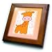 3dRose 8x8 Framed Tile - Image of Peach and Pink Baby Giraffe Cartoon in Impressionism Lens Art by Florene - Impressionism for Kids