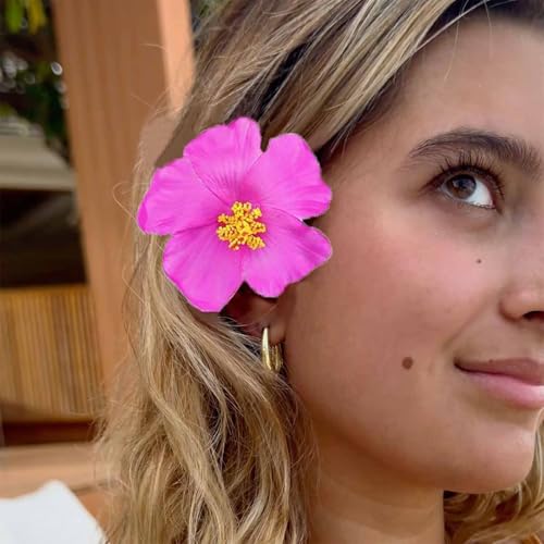 Cybche Clips de cheveux de fleurs hawaïennes Barrettes à cheveux floraux violet Clips de fleurs artificielles Plumeria Clip Barrette Plumeria Hibiscus Hairclip Épingle à cheveux de mariage de mariée – vue 5