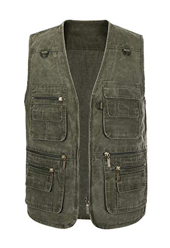 Hbufnha Men's Outdoor Work Vest Casual Utility Vest Fishing Photograph Journalist Multi Pocket 02-Ag-Xl #TOP1