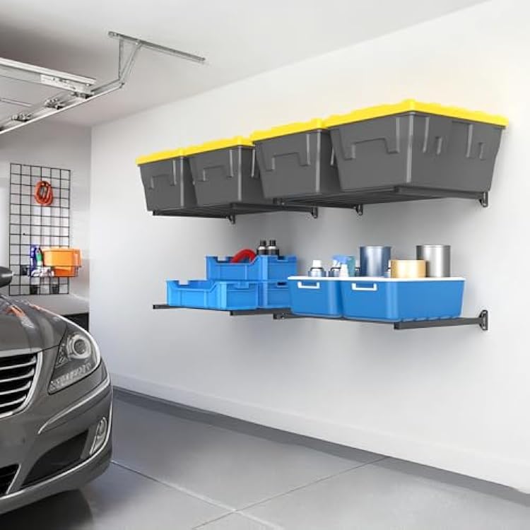 TORACK Wall Mounted 8 27-Gallon Totes Storage Rack(no Bins), Heavy-Duty Metal Bins Storage Shelf for Garage, Fits Standard Storage Tote, Space-Saving Bin Holder for Home, Basement & Workshop