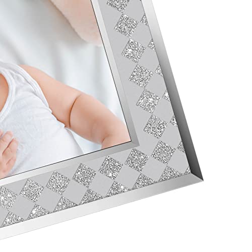 Iziddo 5X7 Sparkle Picture Frame Pack Of 2, Elegant Crystal Silver Glitter Mirror Glass Photo Frames, Gift Picture Frame (5 X 7) #TOP1