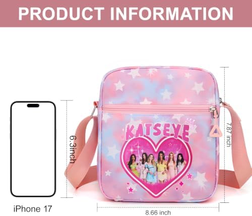 For Katseye Crossbody Bag, Cute K-pop Shoulder Bag with Adjustable Shoulder Straps, Korean Idol Merch for Womens Birthday Gifts (Pink) — 사진 5