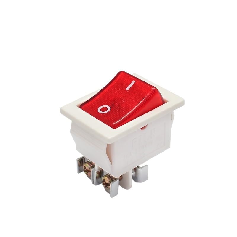 KLVN 22x28mm White Body on Off 16A/250V 4 Screw pin DPST T85 Auto Boat Marine Toggle Rocker Switch with LED 220V