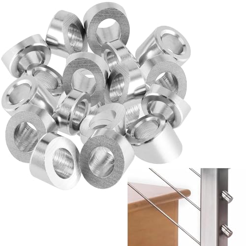 FUNSUEI 30 PCS 3/8 Inch Stainless Steel Angle Beveled Washer, 30 Degree Beveled Washer for 1/8 Inch, 5/32 Inch, 3/16 Inch Cable Railing Kit