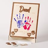 10' Best Dad Ever Hands Down DIY Frame Hand Print Kits, Personalized Father Day Craft for Dad from Kids, Family Handprint Keepsake for Daddy, Papa from Son Daughter