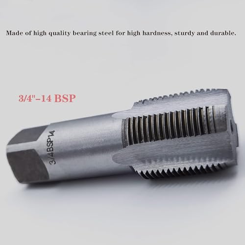 OBPSFY 6-Piece BSP Pipe Tap Set, Bearing Steel Hand Threading Plumbing Tap Set for clean/re-thread damaged/Jam Pipe threads (1\", 3/4\", 1/2\", 3/8\", 1/4\",1/8\")