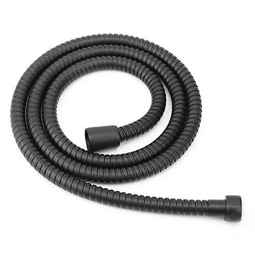 Fdit 1.5m Tout métal Tuyau de Douche Noir Mat en Acier Inoxydable Haute Pression Tuyau Flexible Accessoire de Salle de Bain Chrome Extra Commercial Grade Acier Inoxydable pour Tenue à la Main