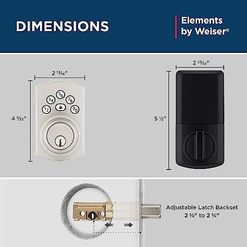 Weiser Elements Satin Nickel Keyless Entry Door Lock/Deadbolt Lock, 5-Button Keypad Door Lock with Auto Lock and 12-Month Battery Life, Electronic Door Locks for Front Door, Traditional Home Décor by Weiser - Image 5