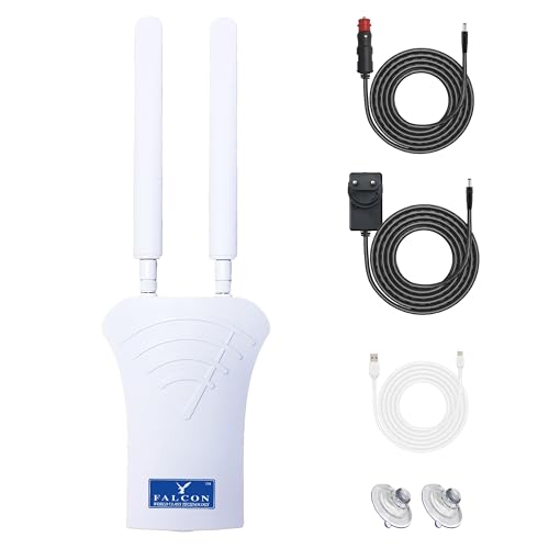 Falcon LTE Router 4G Combo LTE Antenne mit 150Mbit Mobiler WLAN Router und Zubehörpaket für Caravan I Wohnmobil I Bus I Boot I Van I Auto I LKW Hotspot WiFi WLAN Router ohne SIM Karte