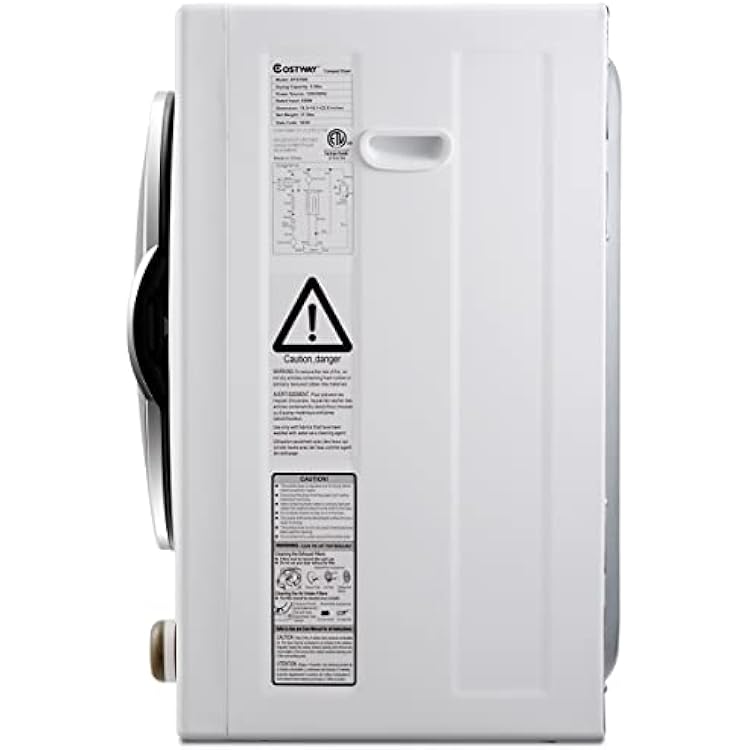 COSTWAY 1.5 cu. ft Electric Tumble Dryer, Portable Dryer w/ 4 Automatic Drying Modes, Compact Clothes Dryer w/ Stainless Steel Tub & Easy Control Panel, Apply for Apartments, Dorm, RVs, Sliver