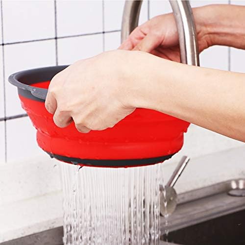 Set of 2 Collapsible Kitchen Colander/Strainer Colander Set, Environmentally Friendly Non-Toxic Easy to Clean, 2 Sizes Including (RED)