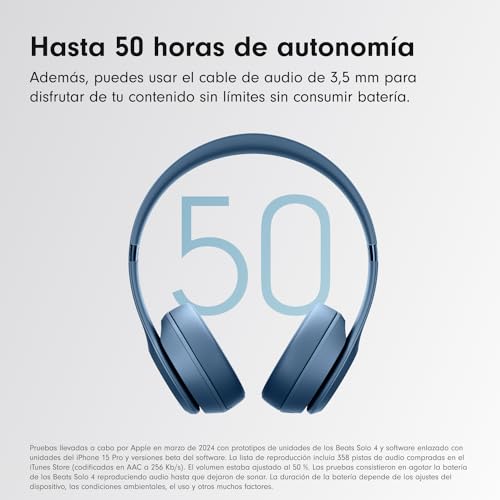 Miniatura 3 de Beats Solo 4 - Auriculares Wireless Bluetooth On-Ear, Compatibles Con Apple Y Android, Con Hasta 50 Horas De Batería - Azul Pizarra