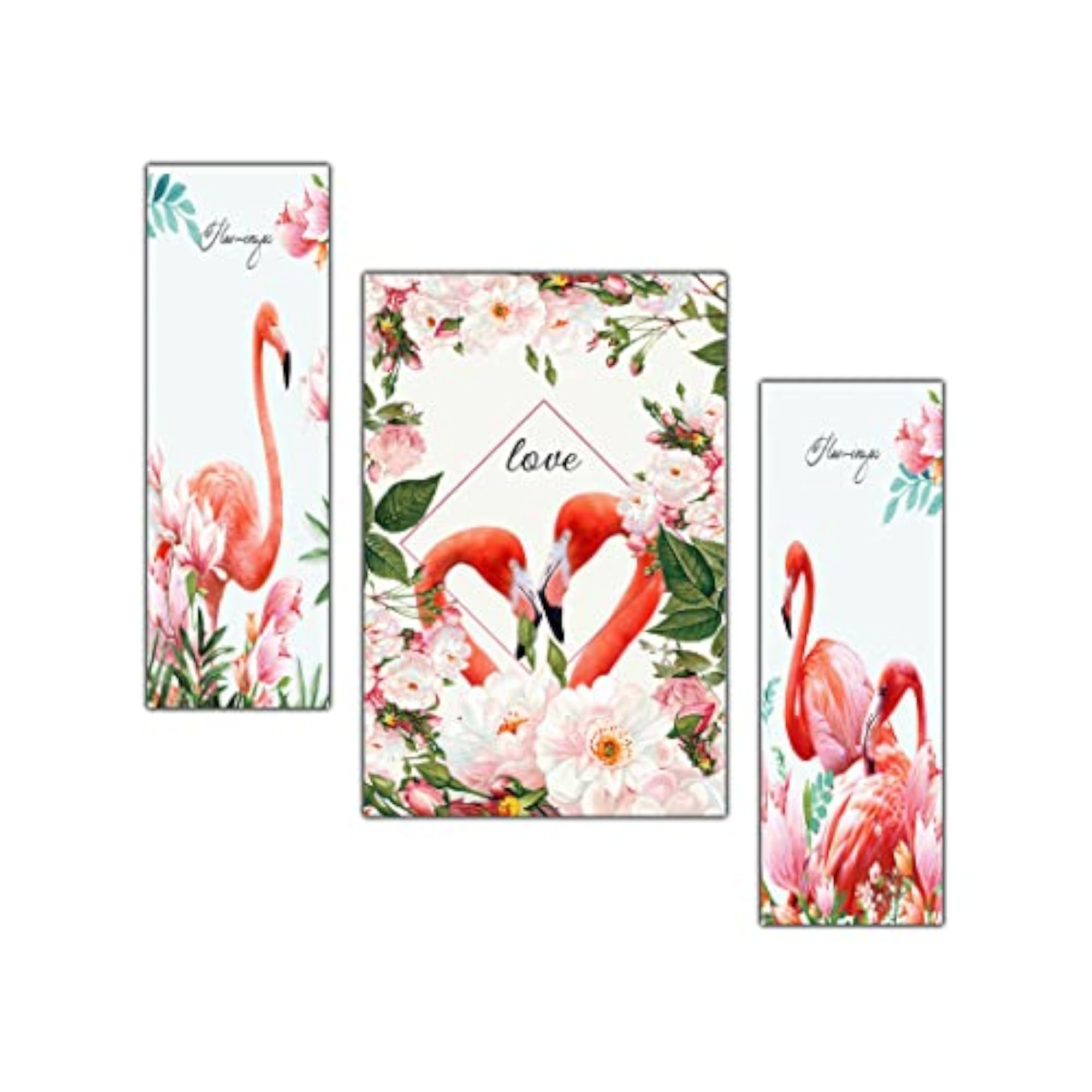 Flamingo Hexagon MDF Poster and Frames, Set of 3