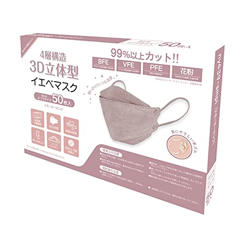KT kf94 マスク 50枚入り 使い捨て 不織布 4層 カラー 99%カット 大人用 立体構造 男女兼用 飛沫防止