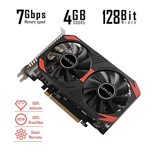 Saplos Gtx 1050 Ti Gaming Graphics Card, 4Gb, 128 Bit, Gddr5, Displayport Hdmi Dvi, Computer Gpu, Pc Video Cards, Dual Air Cooling, Pci Express X16 3.0, Directx 12, 8K Displays Support #TOP1