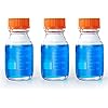 250ml Round Media Storage Bottles with GL45 Screw Cap Borosilicate Glass Maximum temperature 249.8F Pack of 3