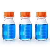 BKMAMLAB 250ml Round Media Storage Bottles with GL45 Screw Cap Borosilicate Glass Maximum temperature 249.8°F Pack of 3